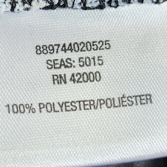 Basic Editions NWOT Black Grey Multi Floral Front Cuffed Short Sleeve Top Large - Picture 7 of 8